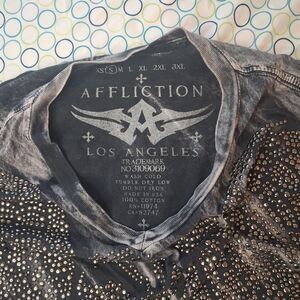 Vintage Y2K Affliction Graphic Studded Eagle T-shirt Womens Sm Made in USA